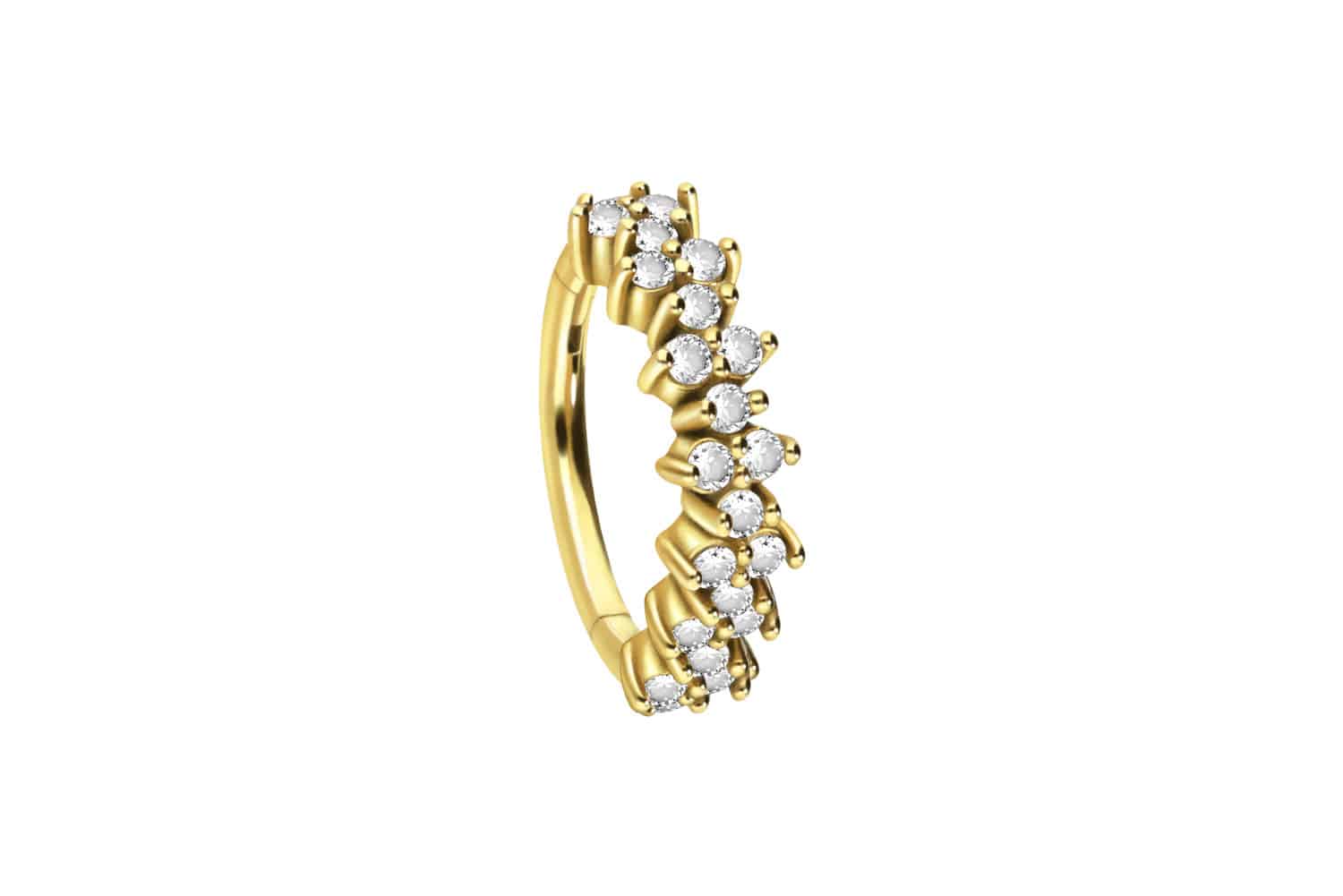 Surgical steel segment ring clicker SETTED CRYSTALS